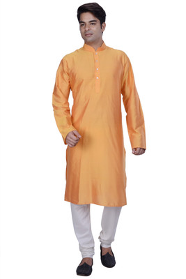 Kisah Men Solid Straight Kurta(Black)