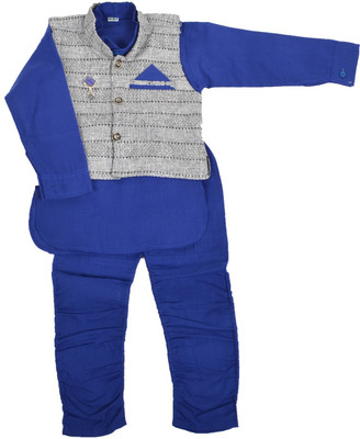 

Nut Khut Boys Ethnic Jacket, Kurta and Dhoti Pant Set, Blue