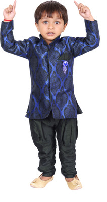 

Tiny Toon Boys Sherwani and Churidar Set, Blue