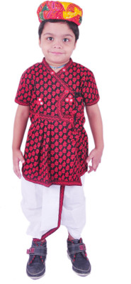 RTD Boys Angarkha and Dhoti Pant, Red & white