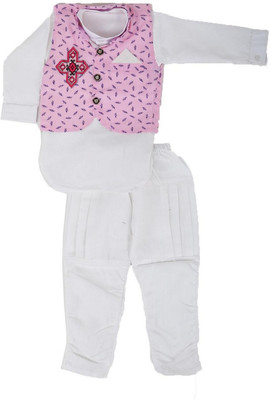 

Nut Khut Boys Ethnic Jacket, Kurta and Dhoti Pant Set, Pink