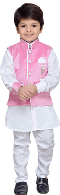

AJ Dezines Boys Festive & Party Kurta, Waistcoat and Pyjama Set(Pack of 1, Pink