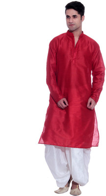 

Tag 7 Men Dhoti & Kurta Set, Red