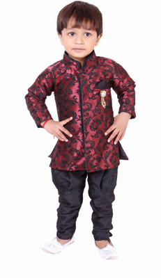 

Tiny Toon Boys Sherwani and Churidar Set, Maroon