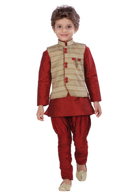 

Jeet Boys Kurta, Waistcoat and Pyjama Set, Cream