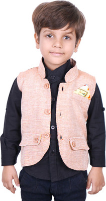 

Ice Blue Boys Shirt & Waistcoat Set, Black & cream
