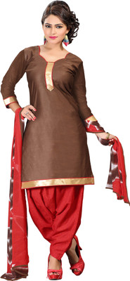 

Khushali Cotton Self Design, Printed Salwar Suit Dupatta Material(Un-stitched), Brown;multicolor;red