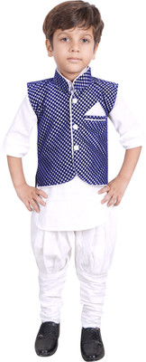 

Ahhaaaa Boys Kurta, Waistcoat and Breeches Set, Blue & white