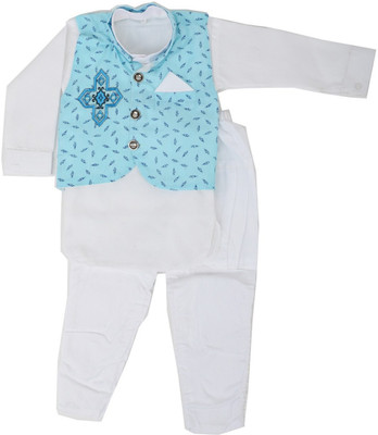 

Nut Khut Boys Ethnic Jacket, Kurta and Dhoti Pant Set, Blue