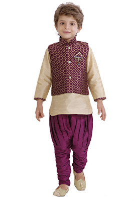

Jeet Boys Ethnic Jacket, Kurta and Dhoti Pant Set, Purple