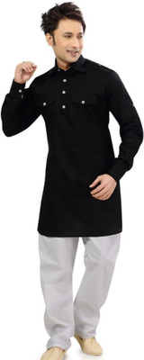 Buy Royal Kurta Mens Linen Half Sleeve Kurta Pyjama Brown At