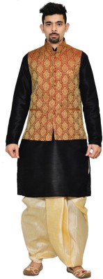 Royal Garments Men Kurta Dhoti Pant Ethnic Jacket Set