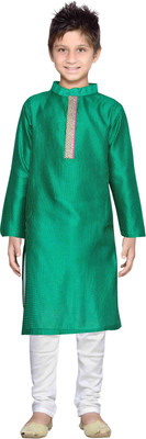 

K&U Boys Kurta and Pyjama Set, Green & offwhite