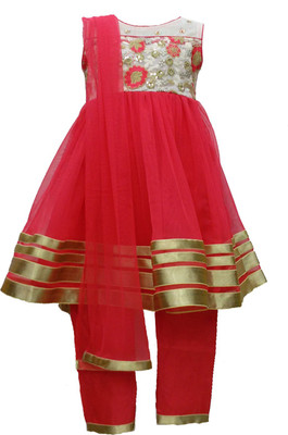 

Pogo Girls Churidar and Dupatta Set, Red