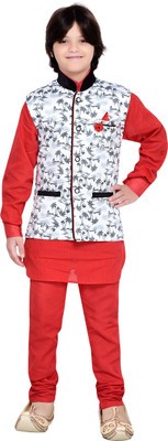 

AJ Dezines Boys Shirt, Waistcoat and Pant Set, Red