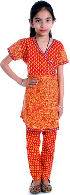 RTD Girls Kurta and Churidar Set, Yellow