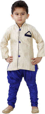 

JBN Creation Boys Kurta and Pyjama Set, Gold & beige & blue