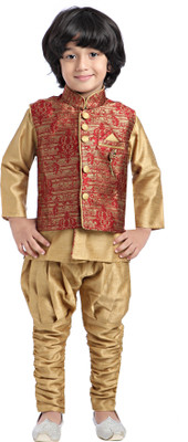 

Jeet Boys Kurta, Waistcoat and Pyjama Set, Maroon