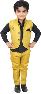 

Ahhaaaa Boys Shirt, Waistcoat and Pant Set, Yellow