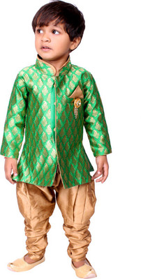 

Tiny Toon Boys Sherwani and Churidar Set, Green