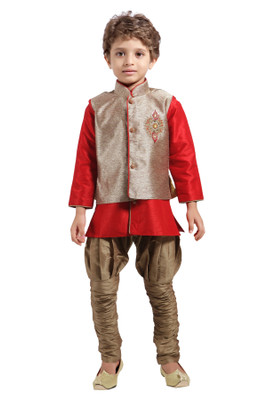 

Jeet Boys Ethnic Jacket, Kurta and Dhoti Pant Set, Red