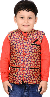 

Ahhaaaa Boys Shirt & Waistcoat Set, Red & gold
