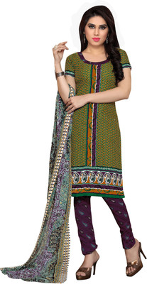 

Jiya Cotton Self Design, Printed Salwar Suit Dupatta Material(Un-stitched), Green;orange;purple