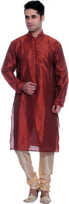 

TAG-7 Men Kurta and Pyjama Set, Orange