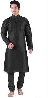 Royal Kurta Men Solid Straight Kurta(Black)
