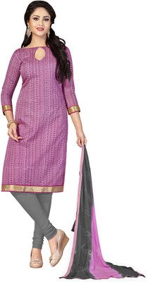 

Jiya Chanderi Self Design, Printed Salwar Suit Dupatta Material(Un-stitched), Green;grey;pink;purple