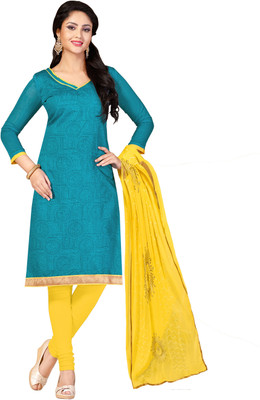 

Jiya Chanderi Self Design, Printed Salwar Suit Dupatta Material(Un-stitched), Blue;yellow