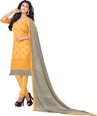 Jiya Chanderi Self Design, Embroidered Salwar Suit Dupatta Material(Un-stitched), Beige;black;yellow