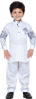 AJ Dezines Boys Pathani Suit Set(White Pack of 1