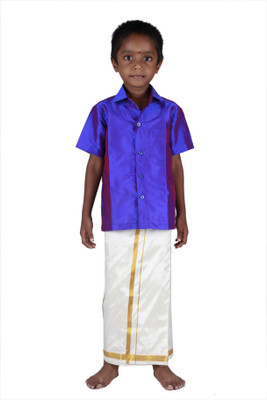 

Soruba Silk Boys Shirt & Dhoti Set, Purple