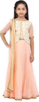 

K&U Girls Kurta and Dupatta Set, Offwhite& peach