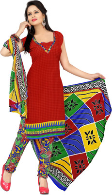 

Khushali Crepe Printed Salwar Suit Dupatta Material(Un-stitched), Multicolor;red