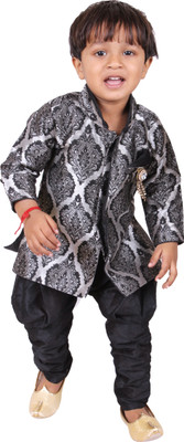 

Tiny Toon Boys Sherwani and Churidar Set, Black