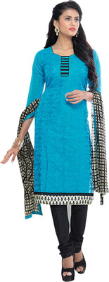 

Khushali Chanderi Self Design, Embroidered Salwar Suit Dupatta Material(Un-stitched), Beige;black;light blue