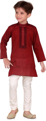 

V KIDS Boys Kurta and Pyjama Set, Maroon & white