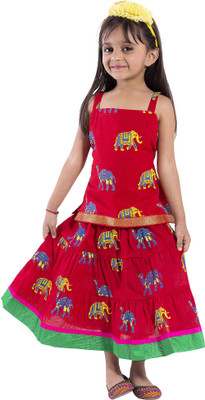 

Archiecs Creation Girls Top and Skirt Set, Red