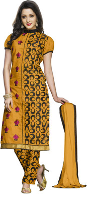 

Jiya Cotton Self Design, Embroidered Salwar Suit Dupatta Material(Un-stitched), Yellow