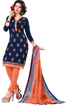 

Khushali Chanderi Self Design, Embroidered Salwar Suit Dupatta Material(Un-stitched), Blue;orange