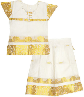 

Preethi Girls Top and Skirt Set, Off white