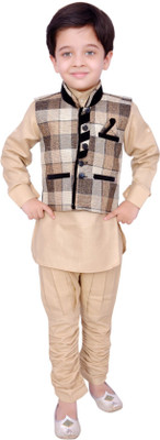 

Arshia Fashions Boys Kurta, Waistcoat and Pyjama Set, Beige