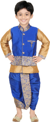 

Kute Kids Boys Ethnic Jacket, Kurta and Dhoti Pant Set, Blue
