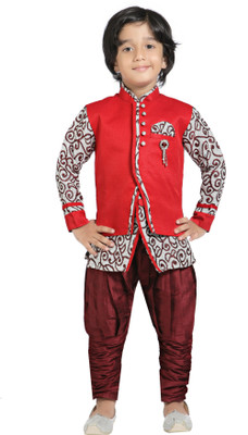

Jeet Boys Kurta, Waistcoat and Pyjama Set, Red