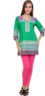 

Anekaant Women Kurti and Legging Set, Green;pink