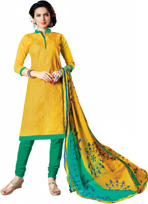

Khushali Chanderi Self Design, Embroidered Salwar Suit Dupatta Material(Un-stitched), Green;multicolor;yellow