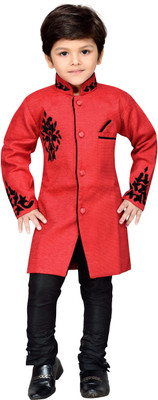 

AJ Dezines Boys Kurta and Churidar Set, Red