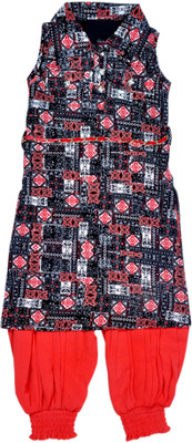 Hey Baby Girls Kurta and Dhoti Pant Set, Red